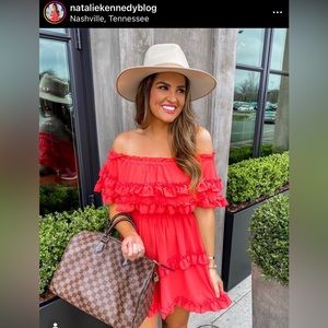 Pink Lily Coral Ruffle Dress